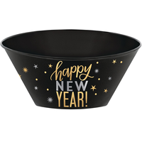 Metallic Gold & Silver Happy New Year Serving Bowl Front_Flat