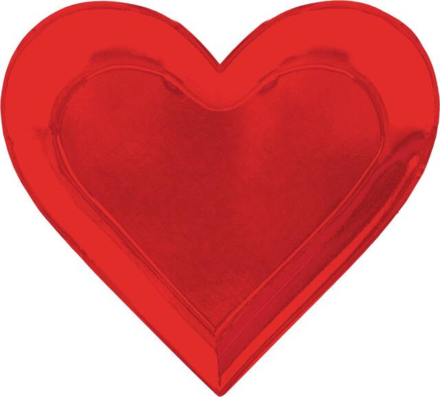 Heart Paper Disposable Dinner Plates, Red, 10in, 8pk, for Valentine's