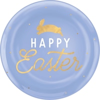Pastel Blue Happy Easter Plastic Dinner Plates, 10-pk Front_Flat