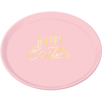 Pink Happy Easter Round Platter Front_Flat