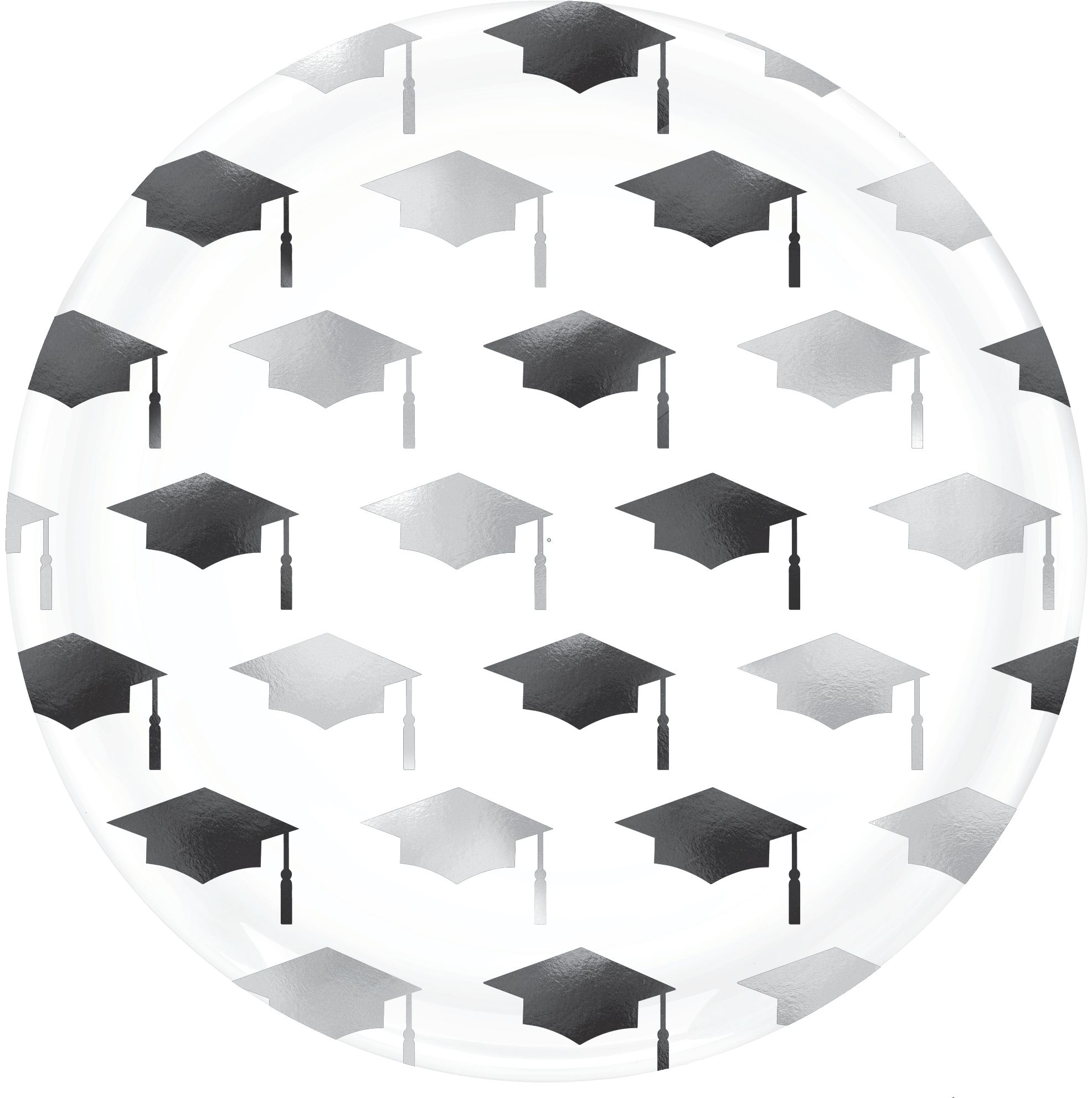 Assiettes à dessert en papier quadrillé du diplômé, paq. 10 Overhead_Flat