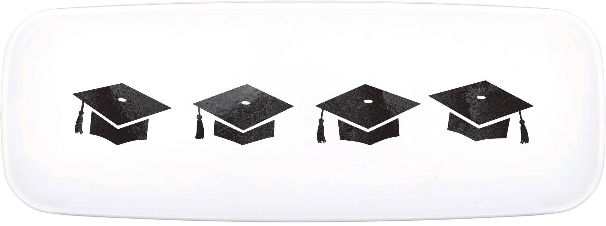 Plateau rectangulaire en plastique Remise de diplôme, motif quadrillé Front_Flat