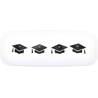 Plateau rectangulaire en plastique Remise de diplôme, motif quadrillé Front_Flat