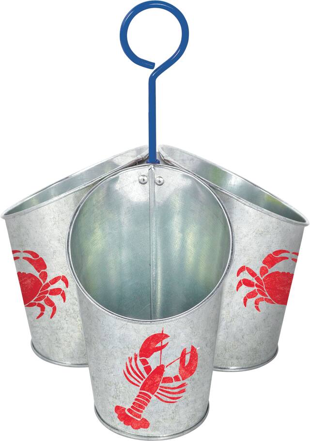 Panier d'ustensiles en métal fruits de mer et été Front_Elevated