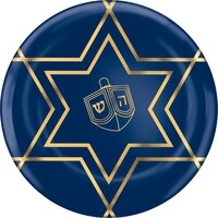 Metallic Hanukkah Celebration Premium Plastic Dessert Plates, 20-pk Front_Flat