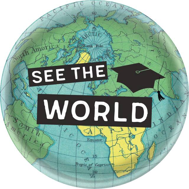The World Awaits Graduation Plastic Platter, 13.5-in Front_Flat