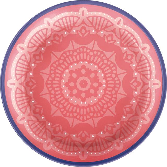 Boho Vibes Summer Mandala Melamine Dessert Plates, 7-in, 4-pk Overhead_Flat
