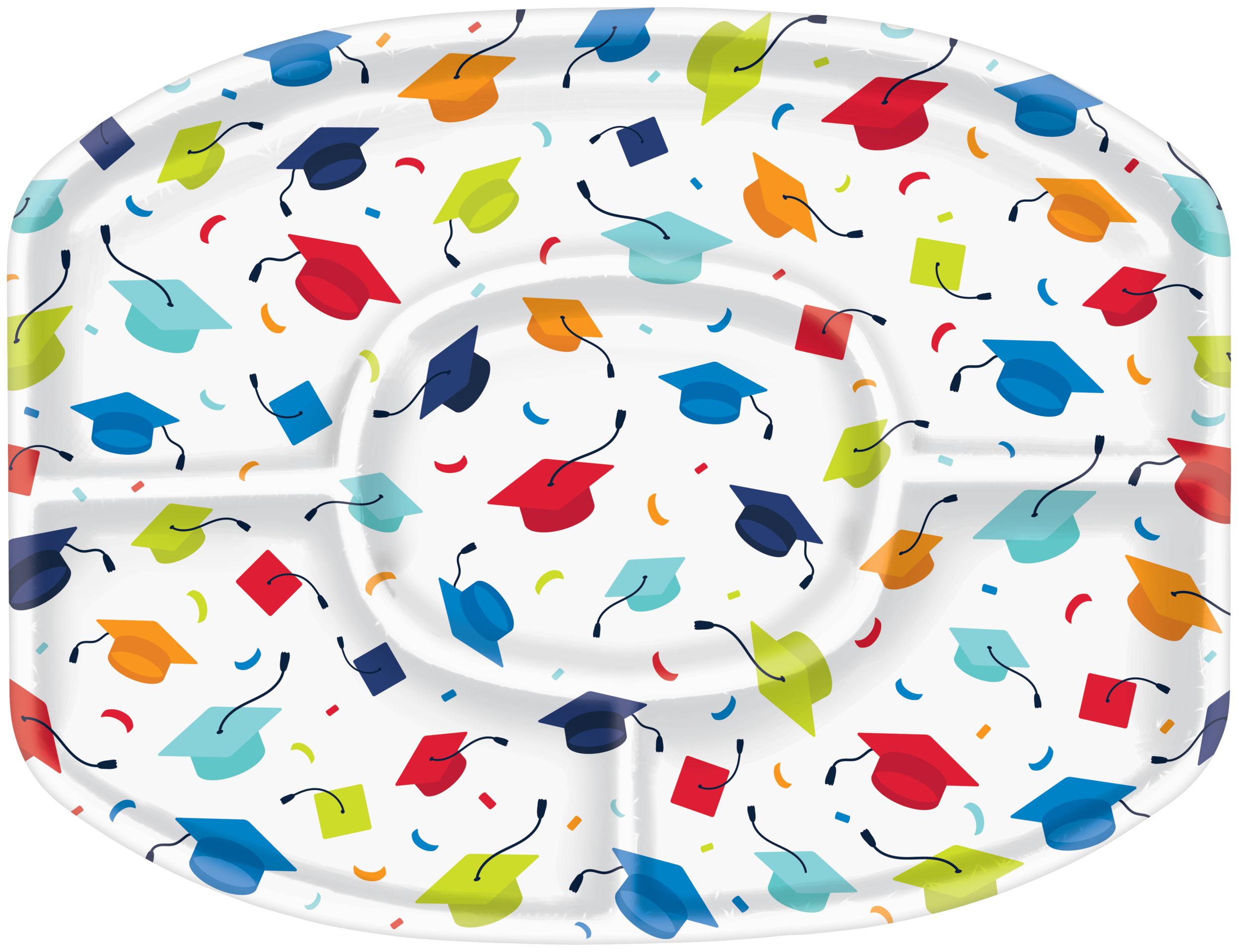 Graduation Multisectional Plastic Platter Overhead_Flat
