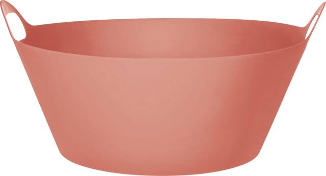 Round Plastic Reusable Tub with Handle, Coral, 9.5-in, for Baby Shower/Gender Reveal Front_Elevated