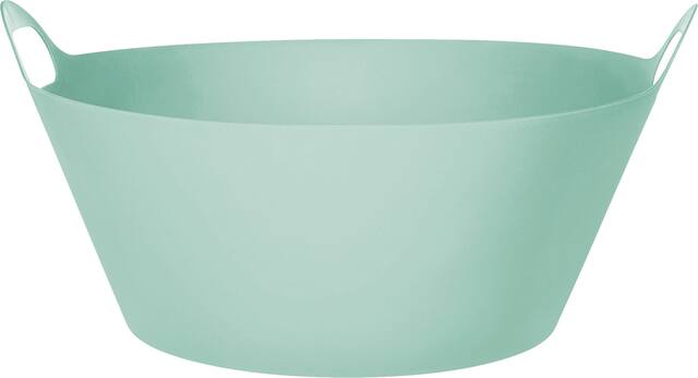 Round Plastic Reusable Tub with Handle, Blue, 9.5-in, for Baby Shower/Gender Reveal Front_Elevated