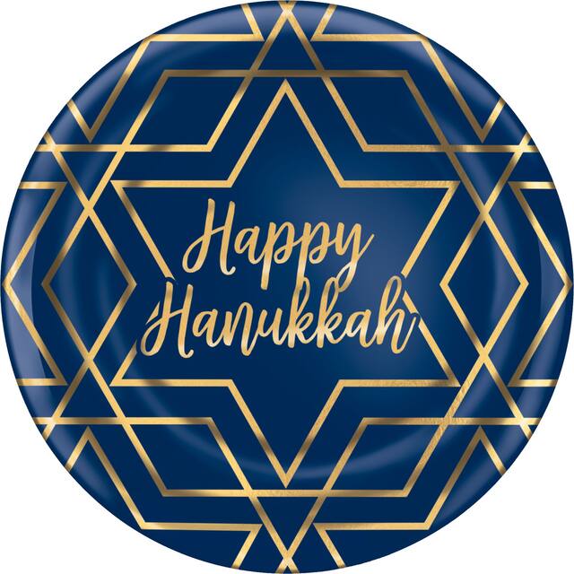 Metallic Hanukkah Celebration Premium Plastic Dinner Plates, 10-pk Overhead_Flat