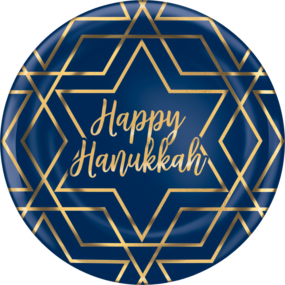 Metallic Hanukkah Celebration Premium Plastic Dinner Plates, 10pk
