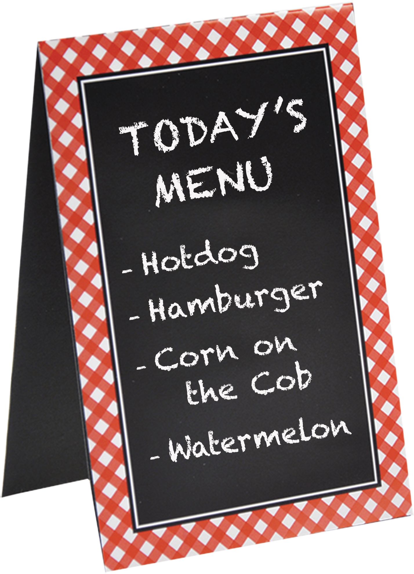 Picnic Party Red Gingham Chalkboard Tent Cards, 8-pk Front_Angled_Right