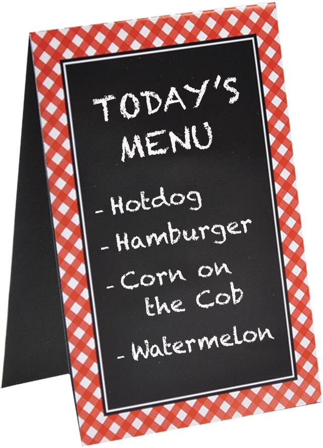 Picnic Party Red Gingham Chalkboard Tent Cards, 8-pk Front_Angled_Right