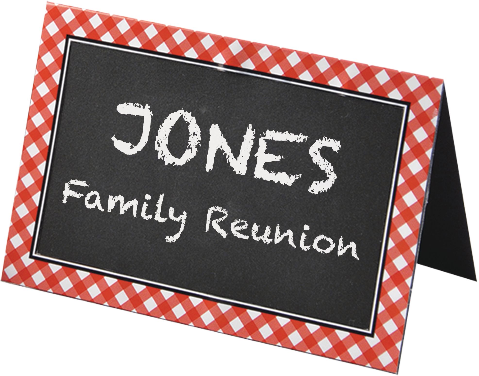 Picnic Party Red Gingham Chalkboard Tent Cards, 8-pk Front_Angled_Left