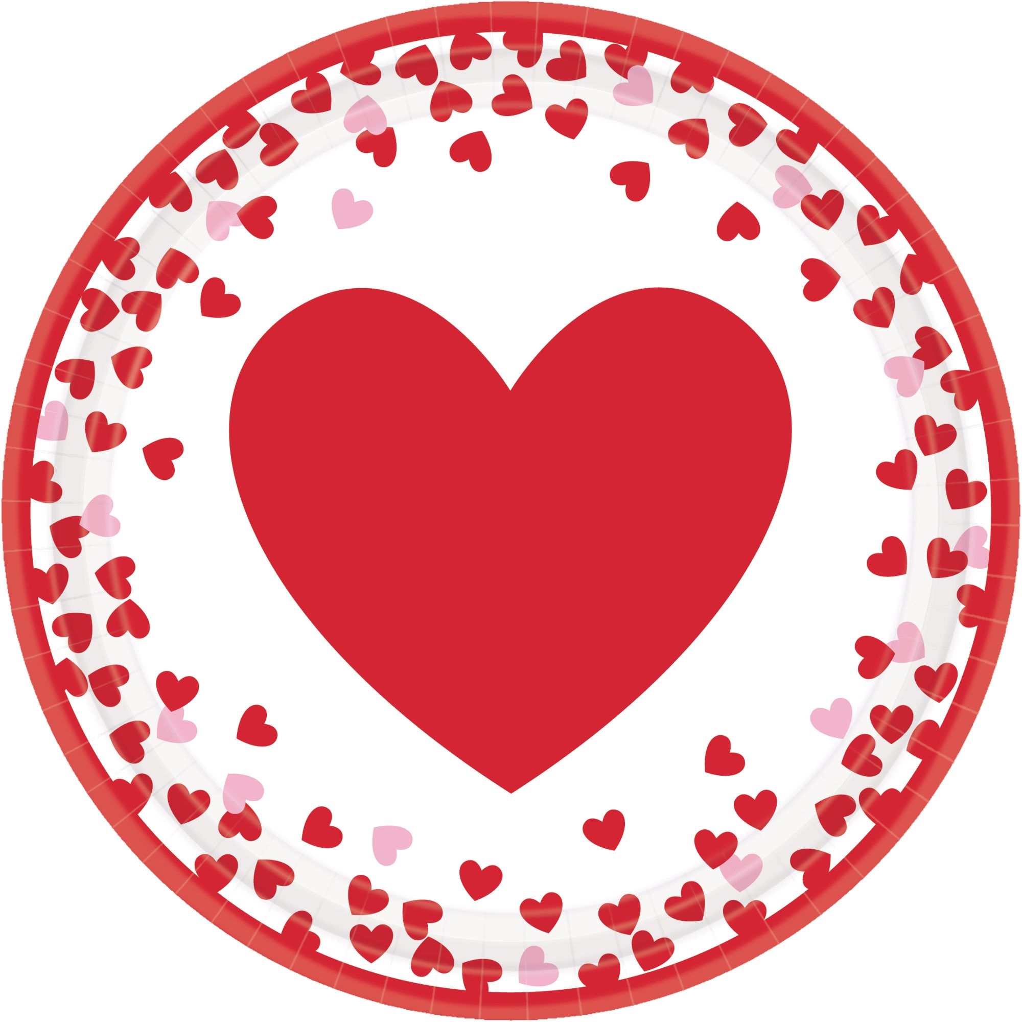 Confetti Hearts Valentine's Day Dessert Plates, 8-pk Overhead_Flat