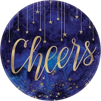 Assiettes à dessert Minuit du Nouvel An doré métallique, paq. 8 Overhead_Flat