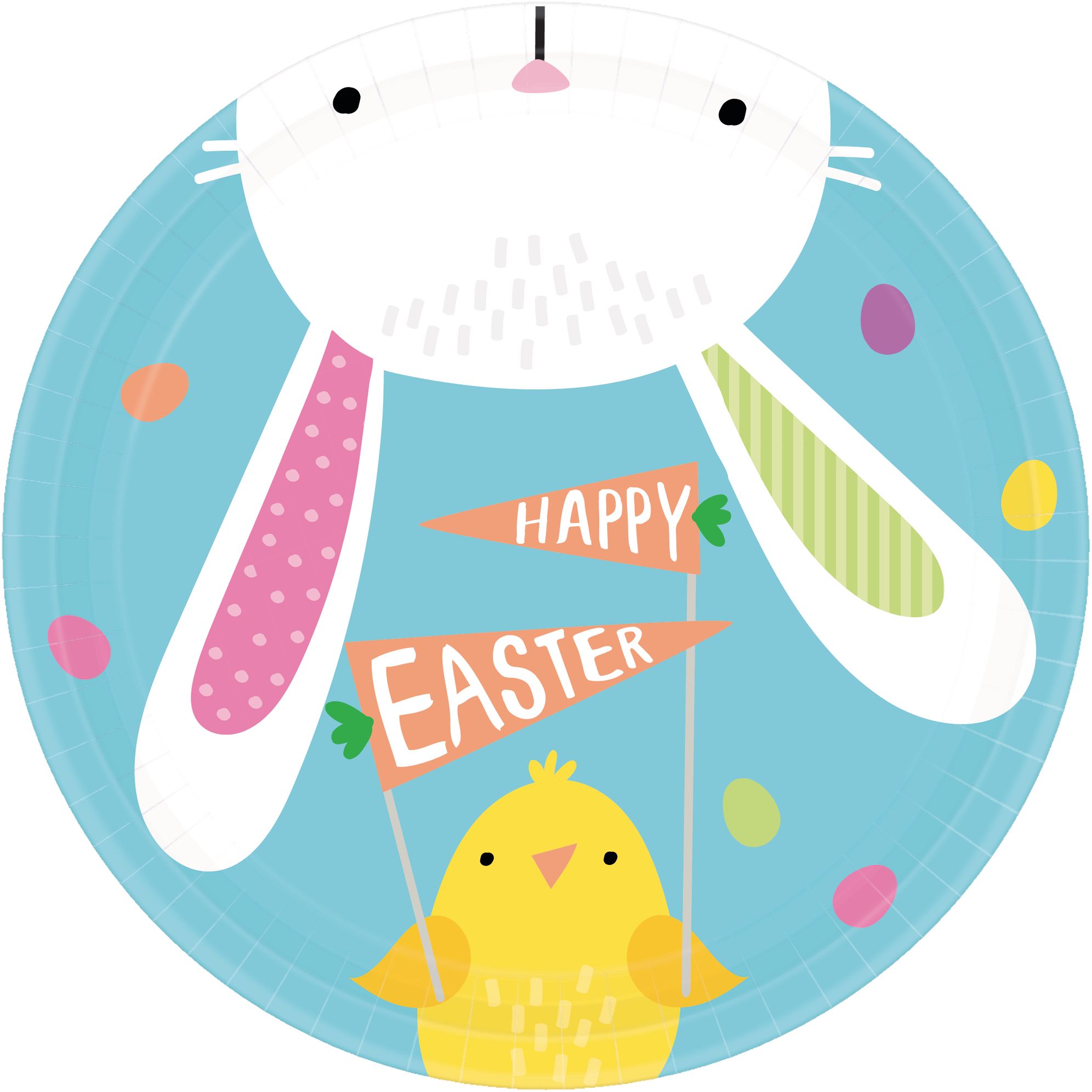 Hello Bunny Dessert Plates, 8-pk Overhead_Flat