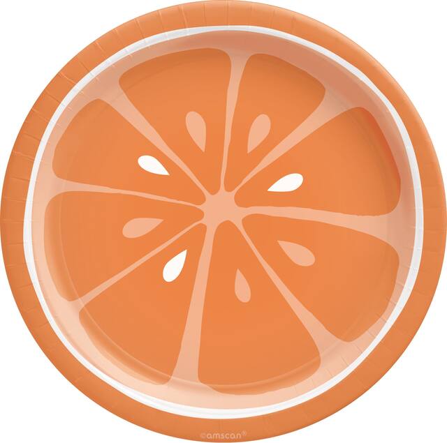 Assiettes à dessert en papier agrumes sucrés Tutti Frutti, paq. 8 Overhead_Flat