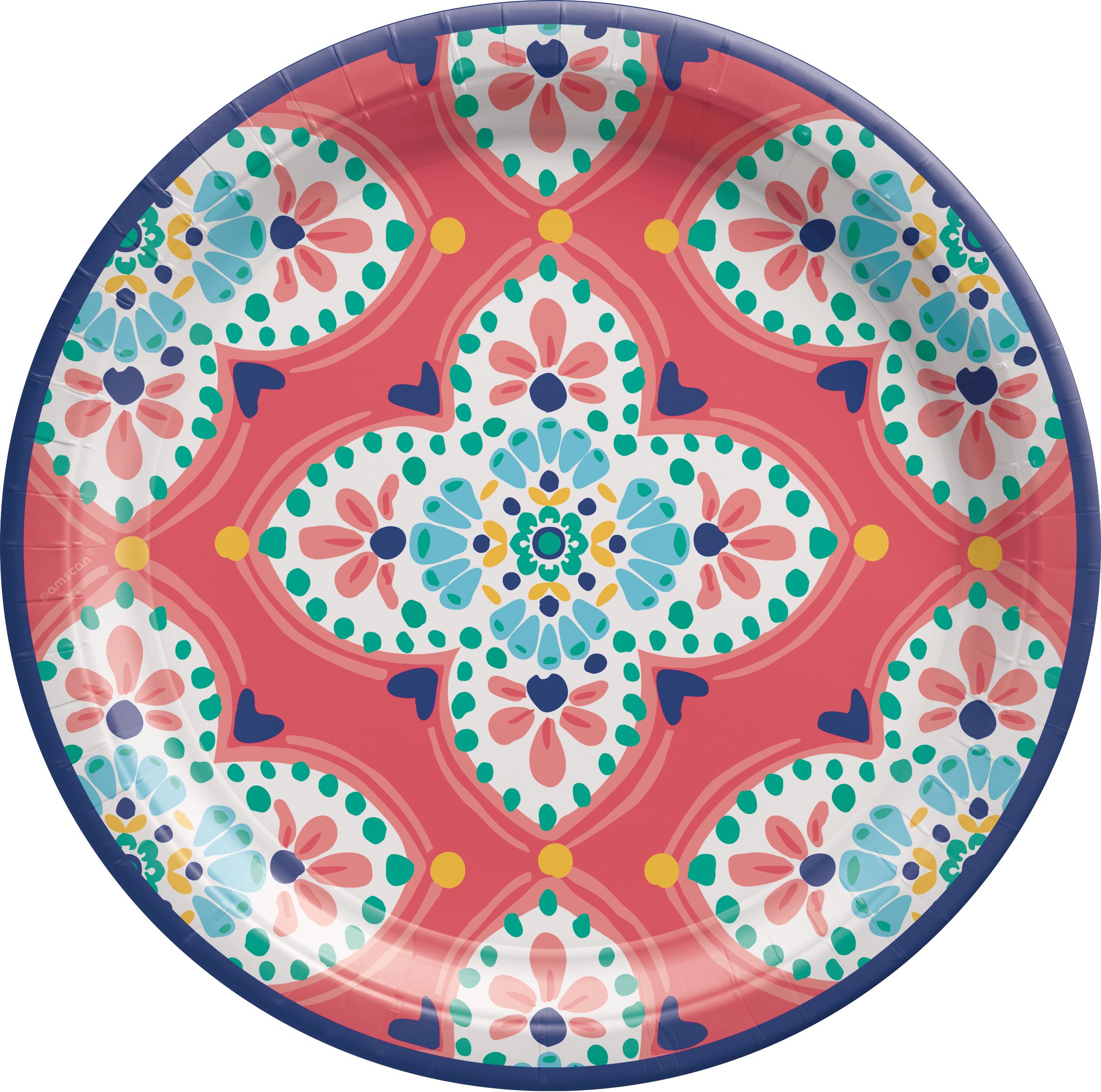 Boho Vibes Floral Quatrefoil Paper Dessert Plates, 8-pk Overhead_Flat
