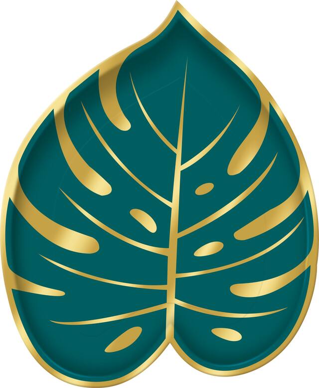 Assiettes à dessert en forme de feuille de palmier Key West, paq. 8 Overhead_Flat