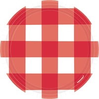 Assiettes à dessert guingan rouge, Été américain, paq. 8 Overhead_Flat