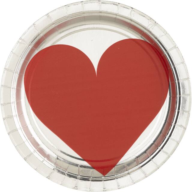 Assiettes à dessert Saint-Valentin, Clé de ton coeur, métallique, paq. 8 Overhead_Flat