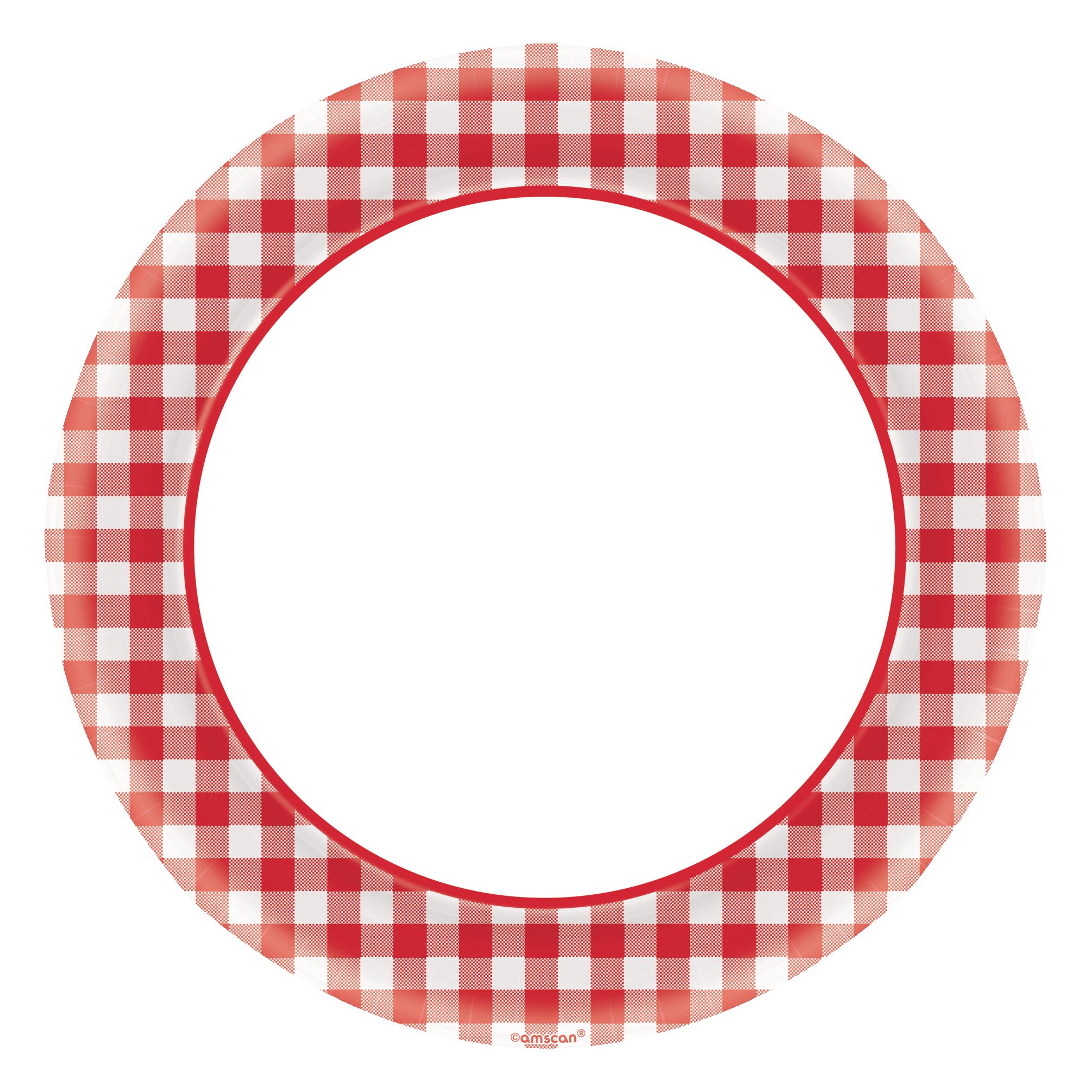 Picnic Party Red Gingham Dinner Plates, 40-pk Overhead_Flat