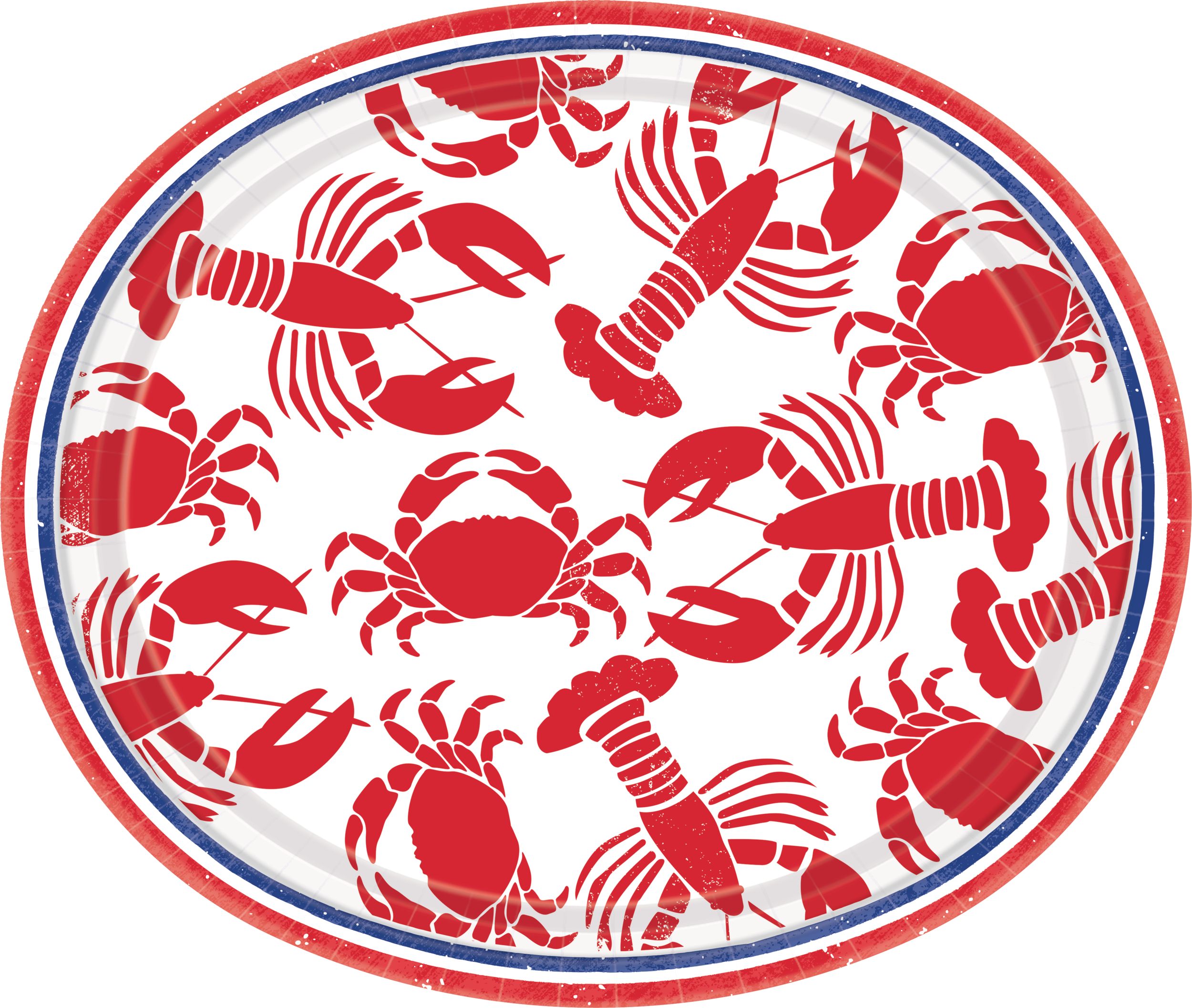 Seafood Summer Oval Plates, 8-pk Overhead_Flat