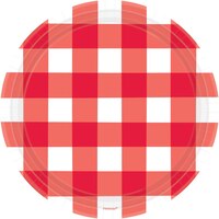 American Summer Red Gingham Dinner Plates, 8-pk Front_Flat