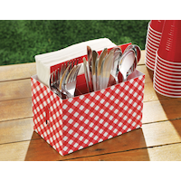 Panier à ustensiles papier guingan rouge Pique-nique festif Composite_or_Mixed