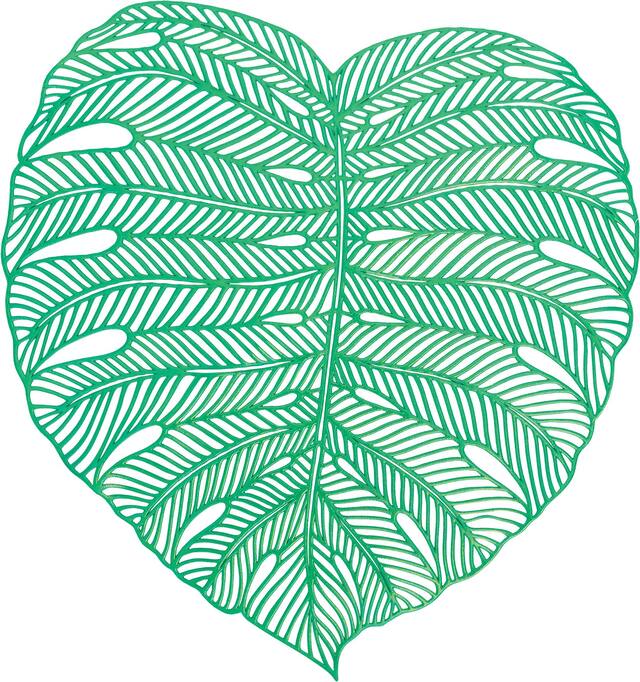 Banana Leaf Vinyl Placemat, Green, 16-in, for Summer Party Overhead_Flat