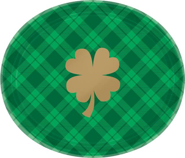 St. Patrick’s Day Plaid Oval Plates, 18-pk Overhead_Flat