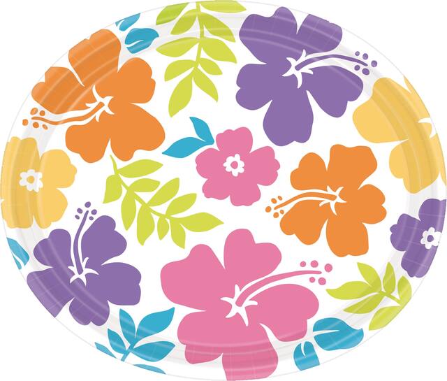 Assiettes ovales Hibiscus, blanc, paq. 18 Overhead_Plunge