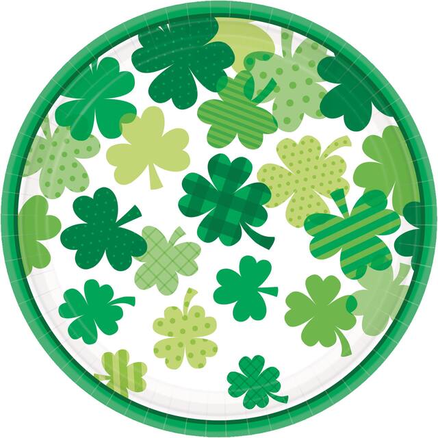 Blooming Shamrock Lunch Plates, 18-pk Overhead_Flat