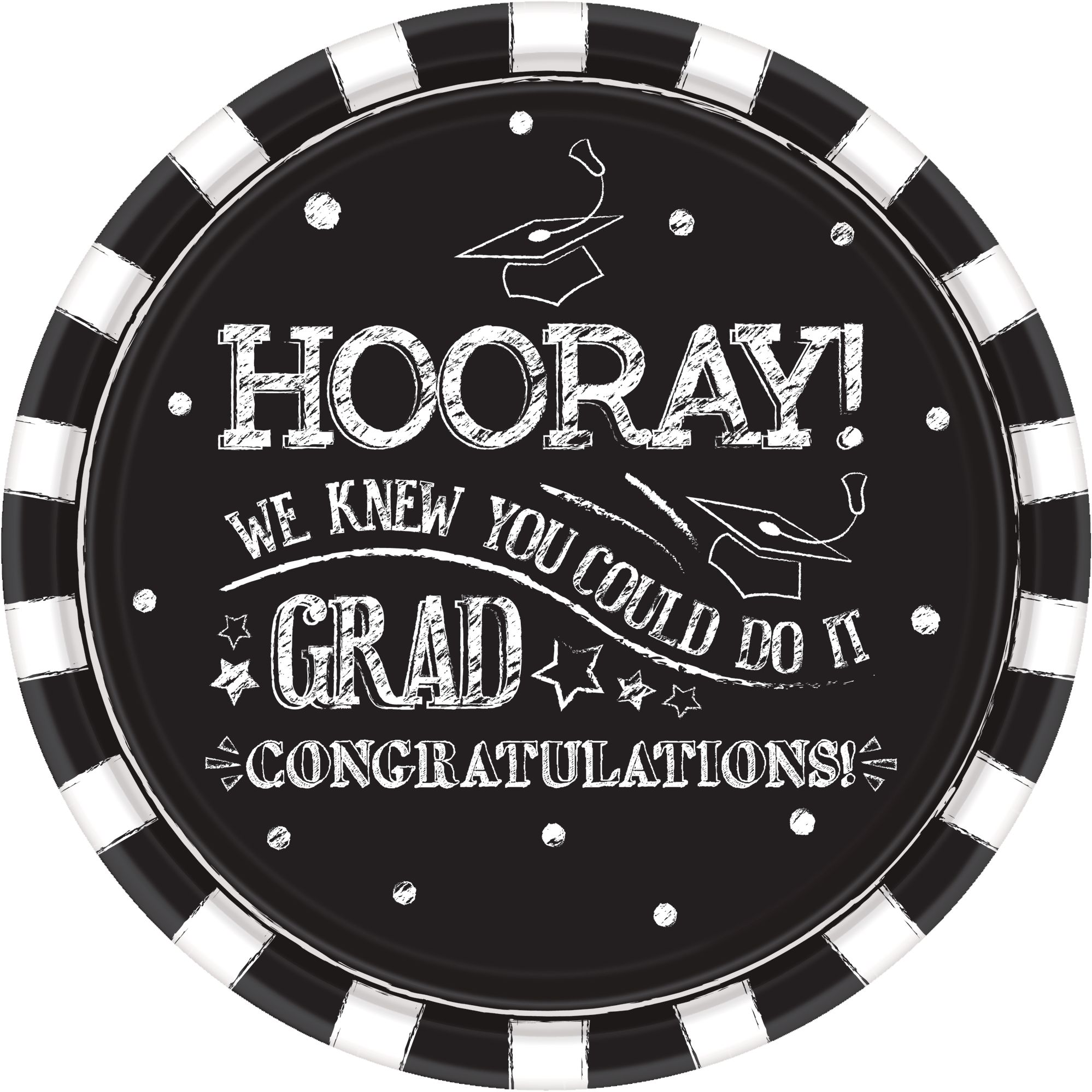 Chalk Hooray Graduation Dinner Plates, 18-pk Overhead_Flat