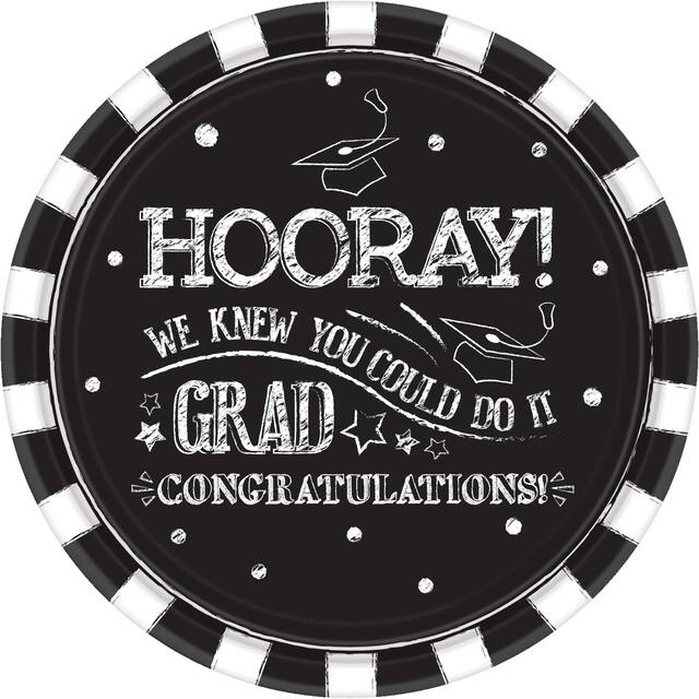 Grandes assiettes du diplômé craie Hooray, paq. 18 Overhead_Flat