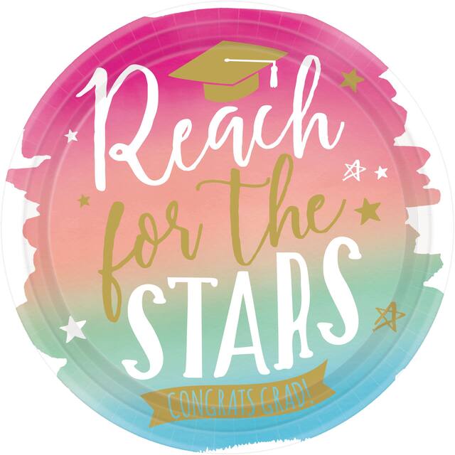 Reach For The Stars Grad Dinner Plates, 18-pk Overhead_Flat