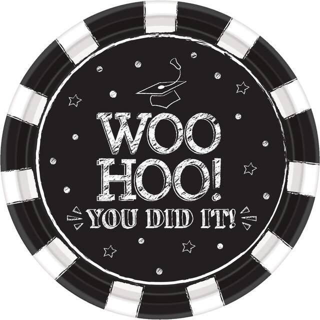 Chalk Hooray Graduation Dessert Plates, 18-pk Overhead_Flat