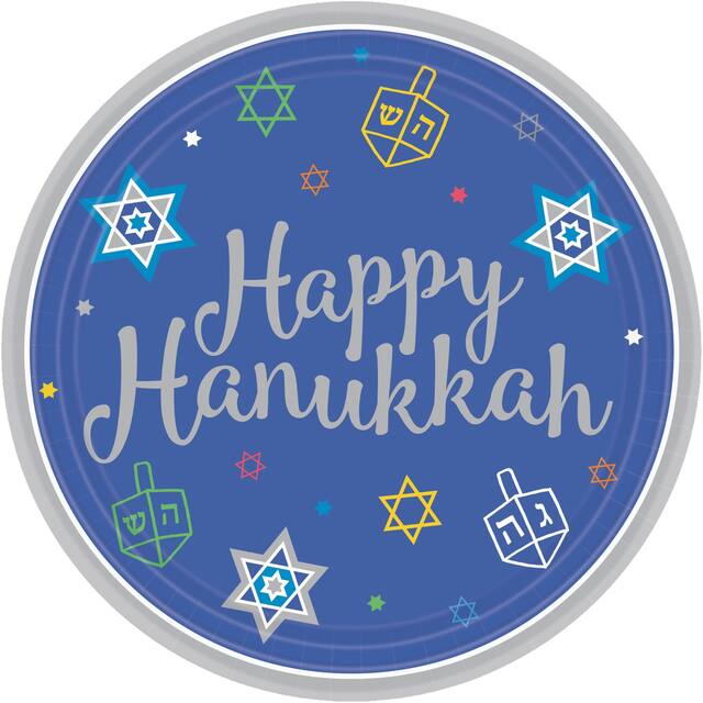 Eight Happy Nights Dessert Plates, 18-pk Overhead_Flat