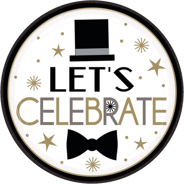 Dapper Night Let's Celebrate Dessert Plates, 18-pk Overhead_Flat