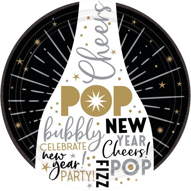 Moules à dessert, veille du jour de l'An, noir, or et argent, paq. 60 Overhead_Flat