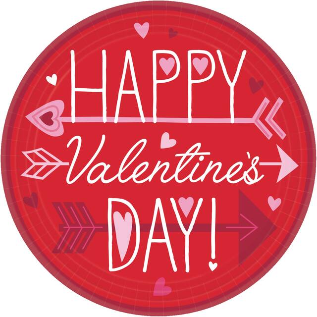 Assiettes à dessert Souhaits de la Saint-Valentin, paq. 18 Overhead_Flat