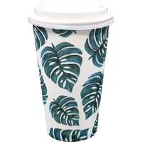 Tasses de café feuille de palmier avec couvercles, paq. 8 Front_Elevated