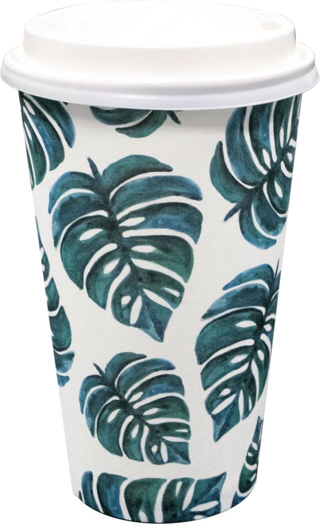 Palm Leaf Coffee Cups with Lids, 8-pk Front_Elevated