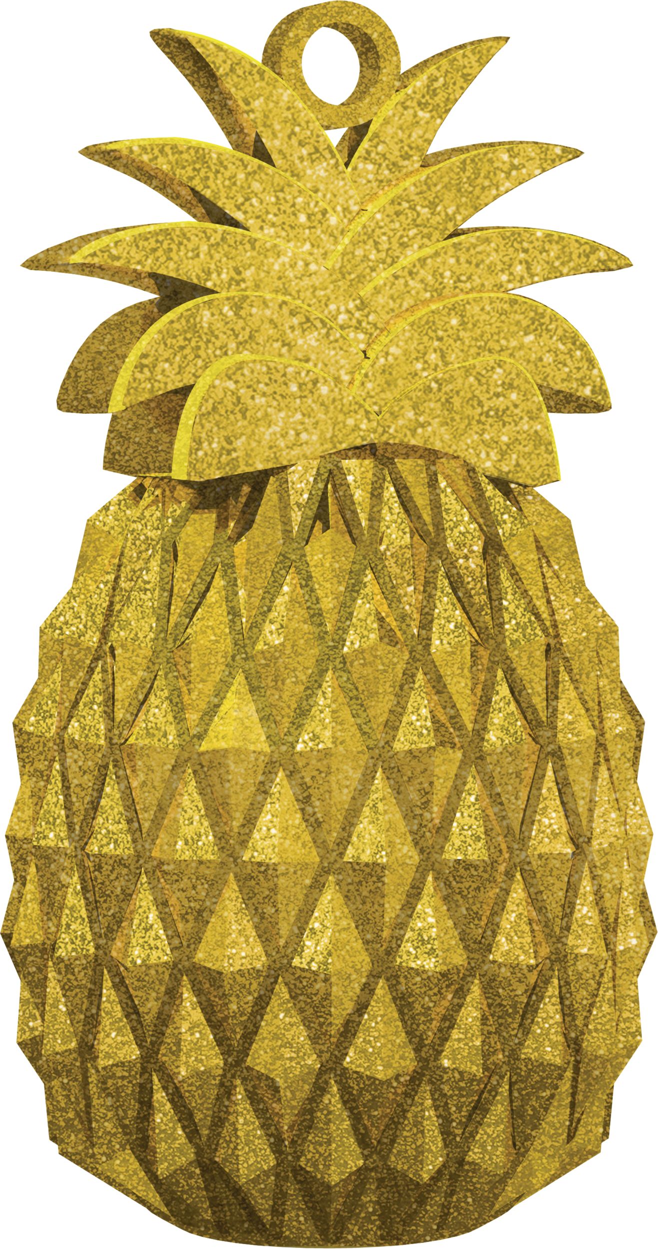 Pineapple Shaped Balloon Weight Accessory, Gold, Glitter, 5.5-in, for Summer Party Front_Angled_Right