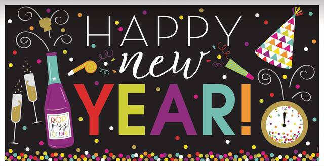 Banderole du Nouvel An colorée géante Front_Flat