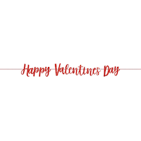 "Happy Valentine's Day" Hanging Garland Banner Decoration, Red, 12-ft, for Valentine's Day Front_Flat