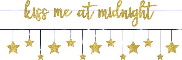 Kit de banderole Minuit de veille du jour de l'An, paq. 2 Front_Flat