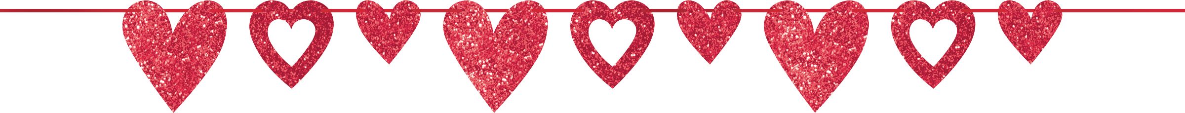 Banderoles de coeurs de la Saint-Valentin étincelantes, paq. 2 Front_Flat